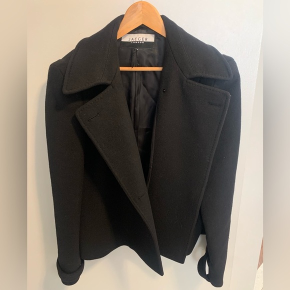 Jaeger London Black 100% Wool Cropped Jacket US 16 - Picture 7 of 12